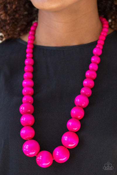 Paparazzi Effortlessly Everglades - Pink Wooden Necklace