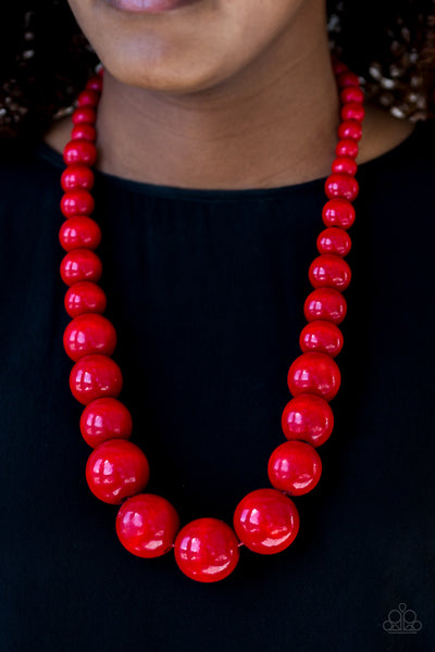 Paparazzi Effortlessly Everglades - Red Wooden Necklace