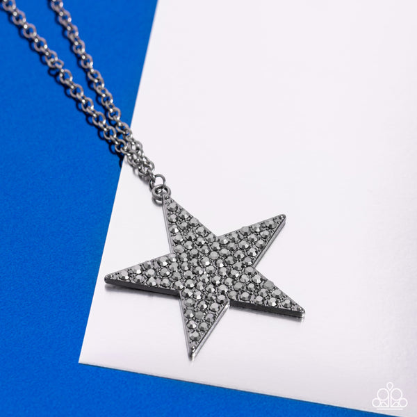 Rock Star Sparkle - Black - Paparazzi star shaped necklace with black hematite rhinestones - TheSavvyShoppersJewelryStore