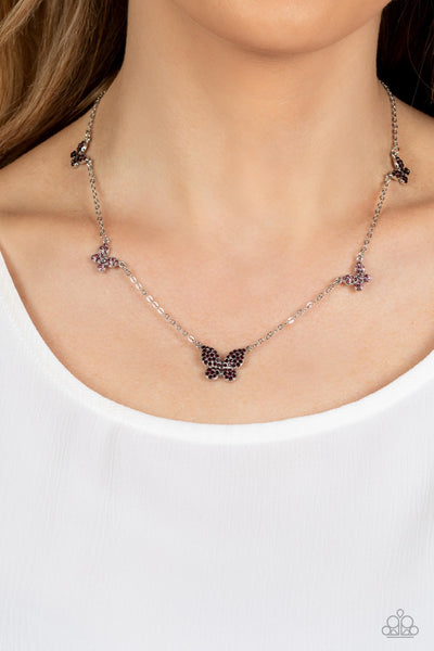 FAIRY Special - Purple - Paparazzi necklace with purple gemstone butterflies - TheSavvyShoppersJewelryStore