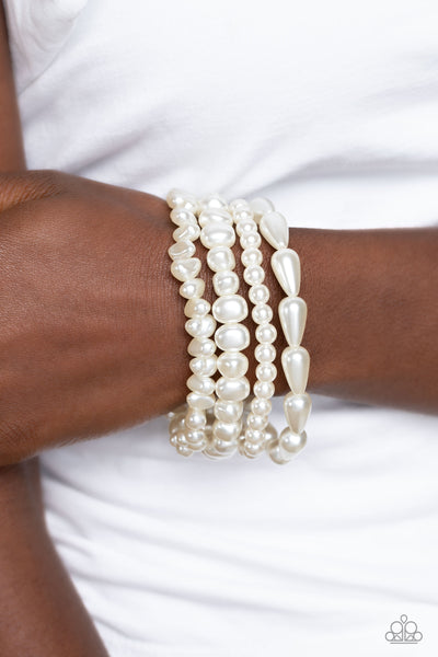 Paparazzi Gossip PEARL - White Bracelets