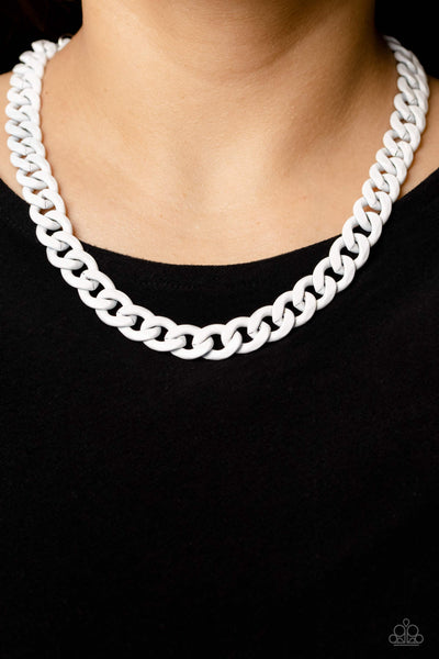 Painted Powerhouse - White - Paparazzi chain link white necklace - TheSavvyShoppersJewelryStore