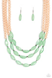 Paparazzi I BEAD You Now and BEAD Drill - Green and Peachy Pink Necklace and Bracelets Combo
