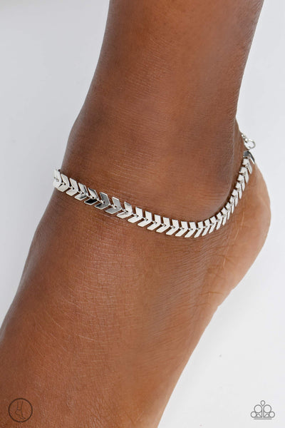 Point in Time - Silver - Paparazzi silver anklet - TheSavvyShoppersJewelryStore