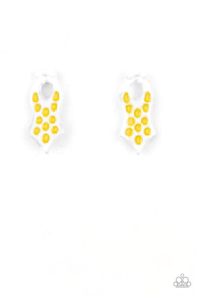 Paparazzi Starlet Shimmer Yellow Swimsuit Earrings  (for Little Girls)