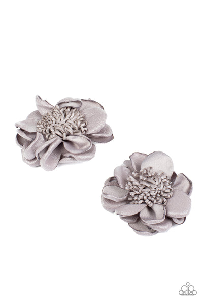 Paparazzi Full On Floral - Silver Hair Clip