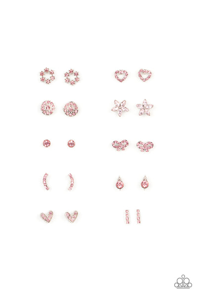 Starlet Shimmer Pink Rhinestone - Pink - Paparazzi Earrings for Little Girls - TheSavvyShoppersJewelryStore