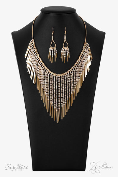 Paparazzi The Amber - Zi Collection Gold and Rhinestone Necklace