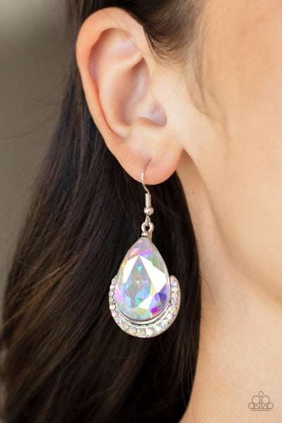 Paparazzi Mega Marvelous - Multi colored Earrings with Iridescent Rhinestones