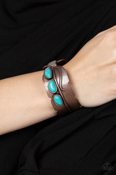 Paparazzi River Bend Relic - Copper and Turquoise Cuff Bracelet