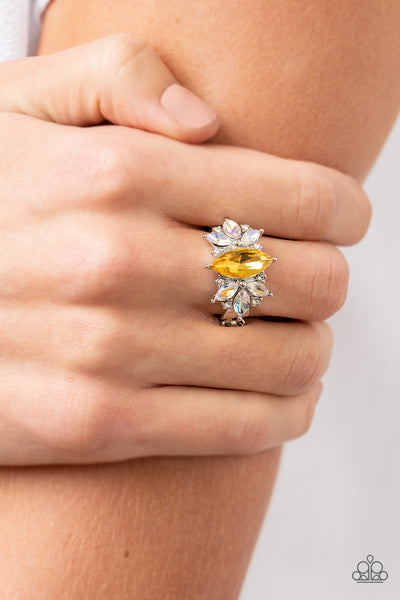 Paparazzi Luxury Luster - Yellow Ring with Iridescent Stones