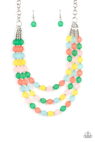 Summer Surprise - Multi - Paparazzi multi colored necklace in pink, green, yellow and blue - TheSavvyShoppersJewelryStore