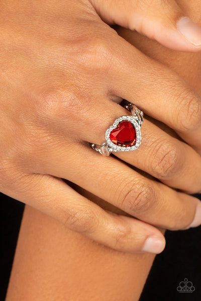 Paparazzi Committed to Cupid - Red Heart Gemstone Ring