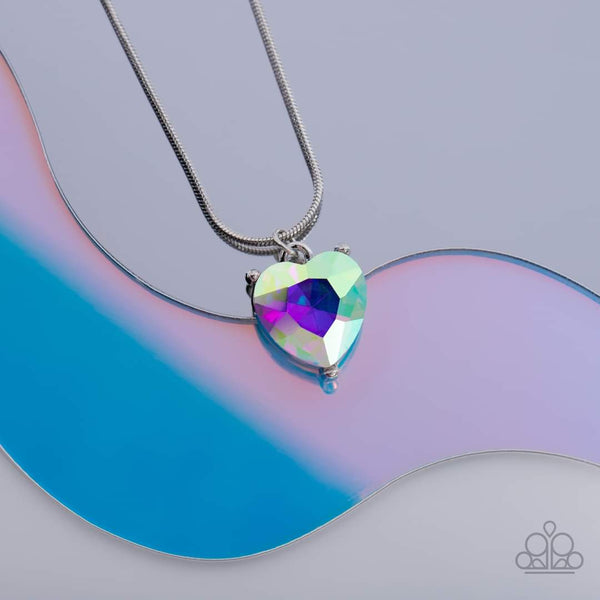 Paparazzi Smitten with Style - Multi colored Iridescent Heart Necklace