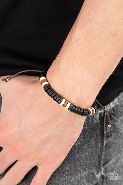 Paparazzi Wild Wanderer - Black Drawstring Bracelet for Men