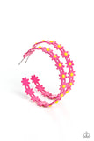 Paparazzi Daisy Disposition - Pink Hoop Earrings with Yellow Floral Blooms