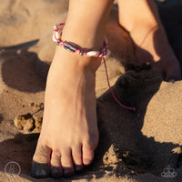 Paparazzi Beachcomber Ballad - Pink Anklet with White Cowrie Shells