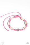 Paparazzi Beachcomber Ballad - Pink Anklet with White Cowrie Shells