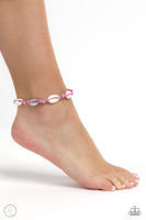 Beachcomber Balland - Pink - Paparazzi anklet with pink adjustable cord and cowrie shells - TheSavvyShoppersJewelryStore