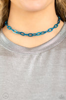 Exuberant Encore - Blue - Paparazzi blue chain link choker necklace - TheSavvyShoppersJewelryStore