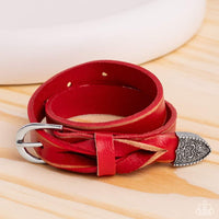 Paparazzi Coat of Arms Couture - Red Wrap Bracelet