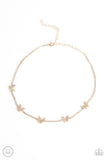 Paparazzi Fluttering Fanatic - Gold Rhinestone Butterfly Choker Necklace