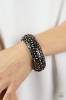 Paparazzi Influential - Zi Collection Black and Rhinestone Necklace and Exclusive Zi Bracelet