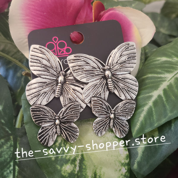 Paparazzi Blushing Butterflies - Silver Earrings