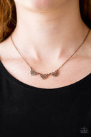 Another Love Story - Copper - Paparazzi Heart Necklace - TheSavvyShoppersJewelryStore