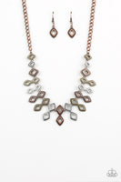 Paparazzi Geocentric - Multi Copper, Brass & Silver Necklace