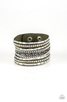 Paparazzi Rhinestone Rumble - Green Wrap Bracelet