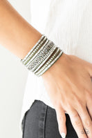 Paparazzi Rhinestone Rumble - Green Wrap Bracelet