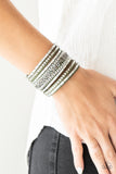 Paparazzi Rhinestone Rumble - Green Wrap Bracelet