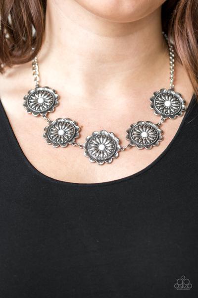 Paparazzi Medallions , Myself, and I - White and Silver Necklace