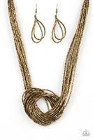 Paparazzi Knotted Knockout - Brass Necklace