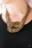 Paparazzi Knotted Knockout - Brass Necklace