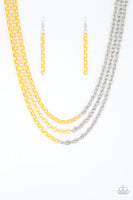 Paparazzi Turn Up The Volume - Yellow & Silver Necklace