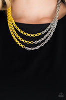 Paparazzi Turn Up The Volume - Yellow & Silver Necklace