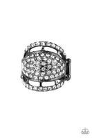 Paparazzi The Seven-FIGURE Itch - Black & Rhinestone Ring **ONE LEFT**