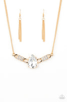 Paparazzi Way To Make An Entrance - Gold and Rhinestone Necklace