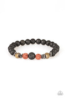 Paparazzi Empowered - Red & Black Beaded Bracelet for Men