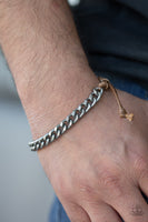 Paparazzi Tiebreaker - Silver and Brown Men's Bracelet