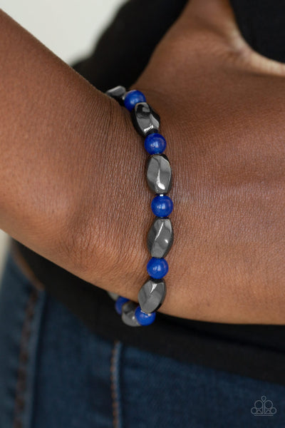 Paparazzi To Each Their Own - Blue & Gunmetal Beaded Bracelet