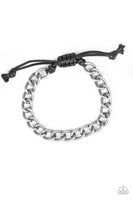 Paparazzi Sideline - Silver/Tin Men's Drawstring Bracelet