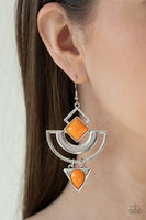 Paparazzi Geo Gypsy - Orange and Silver Earrings