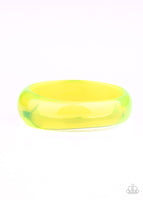 Paparazzi Major Material Girl - Yellow Acrylic Bangle