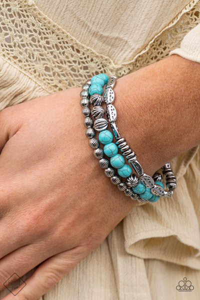 Paparazzi Trail Mix Mecca - Blue Turquoise and Silver Bracelets