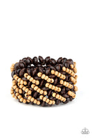 Paparazzi Cozy in Cozumel - Brown Wood-bead Bracelet