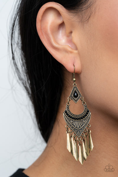 Paparazzi Trailblazer Beam - Brass Earrings