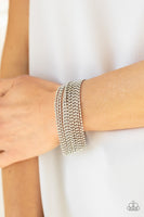 Paparazzi I Woke Up Like This - White Silver and Rhinestone Bracelet